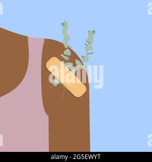 Stucco con fiori su una spalla umana. Illustrazione Vettoriale