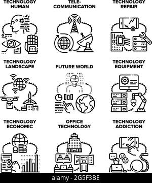 Illustrazioni vettoriali delle icone di Technology Human Set Illustrazione Vettoriale