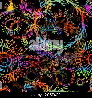 Astratto sfondo multicolore da cerchi boho. Sfondo scuro. Illustrazione vettoriale Illustrazione Vettoriale
