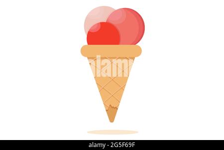 Gelato in un luminoso stile cartoon. Illustrazione Vettoriale