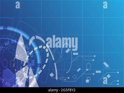 Background tecnologico. Un pezzo di cerchio HUD. Texture griglia Illustrazione Vettoriale