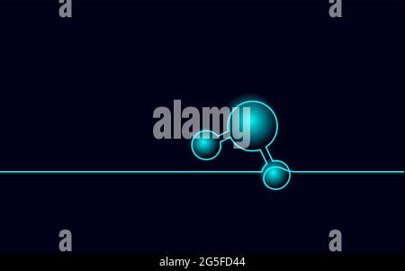 Concetto di struttura a molecola d'acqua a una linea. Linea continua ricerca scientifica tecnologia ecologica art. Aqua sfera umida forma. Particella di formula H2O Illustrazione Vettoriale