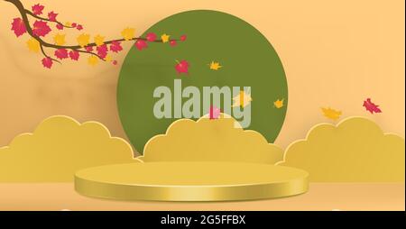 Sfondo con foglie d'autunno d'acero. Autunno foglie carta taglio stile sfondo illustrazione vettoriale Illustrazione Vettoriale