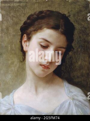 William-Adolphe Bouguereau (1825-1905) - testa di studio giovane ragazza 1898 Foto Stock