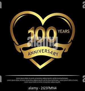 100 anni anniversario Golden. Anniversario modello di design per il web, gioco, poster creativo, opuscolo, volantino, Rivista, carta di invito - Vector Illustrazione Vettoriale