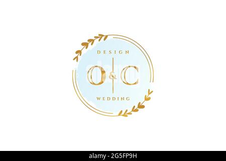 OC beauty monogramma e logo elegante design calligrafia logo di firma iniziale, matrimonio, moda, floreale e botanico con modello creativo. Illustrazione Vettoriale