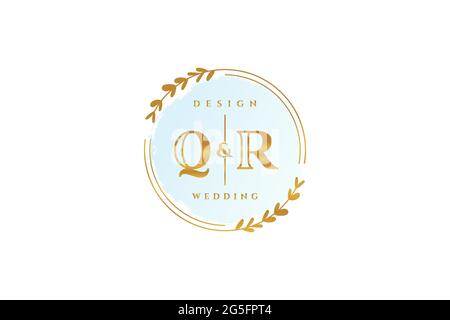 Monogramma di bellezza QR ed elegante logo di disegno manoscritto logo di firma iniziale, matrimonio, moda, floreale e botanico con modello creativo. Illustrazione Vettoriale