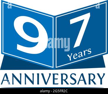 97 anni carta anniversario isolato. Anniversario modello di disegno per il web, gioco, poster creativo, opuscolo, volantino, rivista, invito Illustrazione Vettoriale