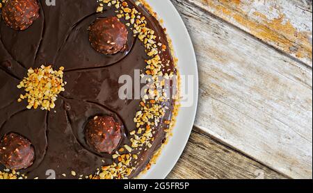 Dettaglio dall'alto sulla fotografia della torta al cioccolato Foto Stock