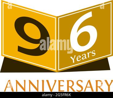 96 anni carta anniversario isolato. Anniversario modello di disegno per il web, gioco, poster creativo, opuscolo, volantino, rivista, invito Illustrazione Vettoriale