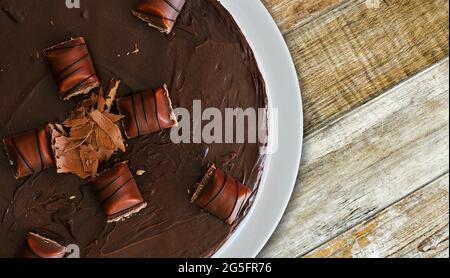 Dettaglio dall'alto sulla fotografia della torta al cioccolato Foto Stock