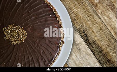 Dettaglio dall'alto sulla fotografia della torta al cioccolato Foto Stock