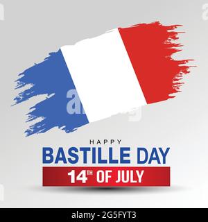 Buon giorno della bastiglia saluti russi. Disegno di illustrazione vettoriale. Illustrazione Vettoriale