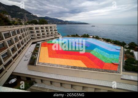 MONTE-CARLO, MONACO - 3 MAGGIO 2018 : tetto dell'Auditorium Rainier III. Foto Stock