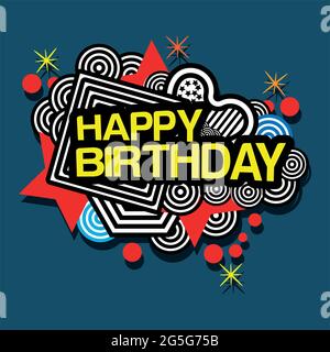 buon compleanno doodles. vettore illustratore Illustrazione Vettoriale