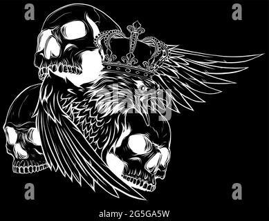 Illustrazione vettoriale di re Eagle e Skulls Illustrazione Vettoriale