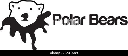 Icona dell'orso polare, design piatto. Logo animale. Icona dell'orso polare dal riscaldamento globale Illustrazione Vettoriale