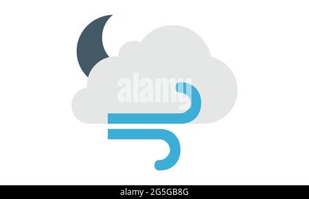 icona del segnale del vento notturno. Elemento del tempo per il concetto mobile e l'icona delle app web. Struttura, icona sottile per la progettazione e lo sviluppo di siti Web, sviluppo di app Illustrazione Vettoriale