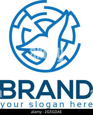 modello con logo whale labirinto. design piatto Illustrazione Vettoriale