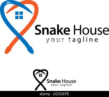 Casa Snake modello logo, design piatto. Casa astratta Illustrazione Vettoriale