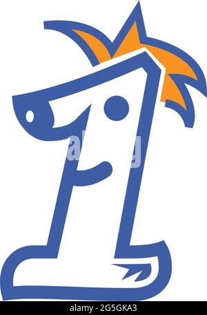 Icona numero uno, design piatto, icone di persone e numeri Illustrazione Vettoriale