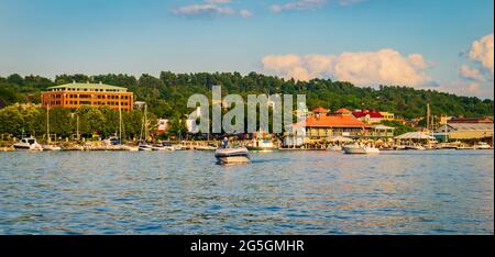 Burlington Community Boathouse sul lungofiume del lago Champlain Foto Stock