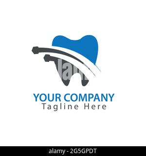 Disegno del logo di salute dentale. Logo tecnico astratto Illustrazione Vettoriale