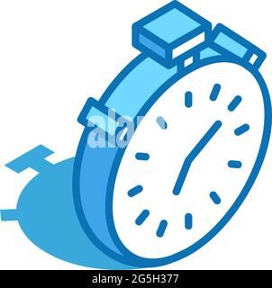 Icona isometrica del cronometro. Timer, simbolo della linea 3D dell'orologio. Illustrazione Vettoriale