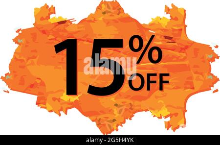 Prezzo di vendita tag set stock vettore. Icone di sconto astratte. 15% di sconto Illustrazione Vettoriale