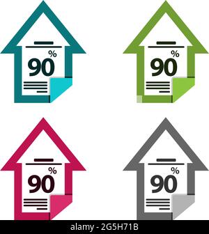 90% in alto, freccia in alto, icona del documento Illustrazione Vettoriale