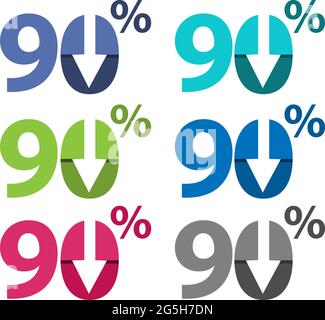 Illustrazione del 90% in basso, freccia in basso Illustrazione Vettoriale
