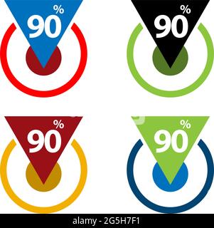 illustrazione del 90% in basso, freccia in basso Illustrazione Vettoriale