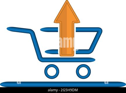 Icona del carrello e freccia su, illustrazione dell'aumento delle vendite Illustrazione Vettoriale