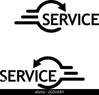 Vettore di servizio di parola con freccia. Immagine vettoriale piatta su sfondo bianco Illustrazione Vettoriale
