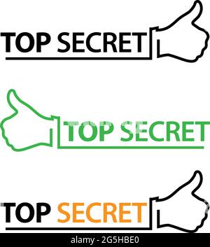 Top secret con icona del thumb stock, design piatto, monogramma, illustrazione vettoriale - vettore Illustrazione Vettoriale