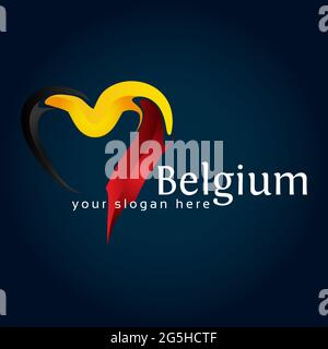 Vettore di stock cardiaco con bandiera belga. Illustrazione vettoriale su sfondo blu a gradiente. Illustrazione Vettoriale