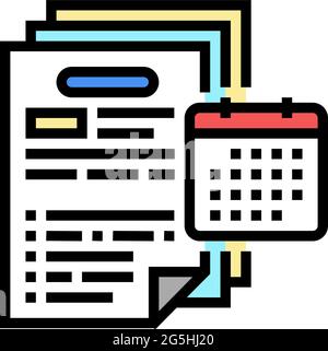 la revisione contabile del bilancio annuale e consolidato è un'icona a colori che raffigura un vettore Illustrazione Vettoriale