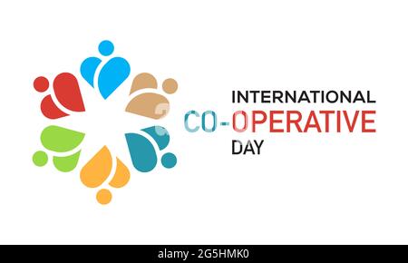 Modello di Banner vettoriale per la Giornata Internazionale cooperativa annuale osservato il mese di luglio di ogni anno. Illustrazione Vettoriale
