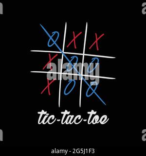 Pensa fuori dalla scatola. TIC tac TOE game design minimalista vettoriale t-shirt. Illustrazione Vettoriale