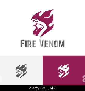 Fire Flame Venom Serpent serpente velenoso Logo Illustrazione Vettoriale