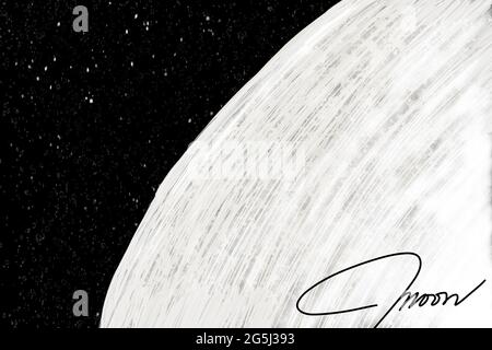 Pittura digitale della luna e dello spazio Foto Stock