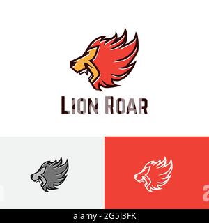 Logo strong Lion Head Roar King Animal Jungle Wildlife Illustrazione Vettoriale