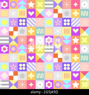 Colori pastello forme geometriche astratte vettore sfondo senza giunture. Illustrazione Vettoriale