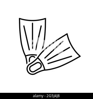 Icona Flippers. Icona dei capovolgimenti lineari. Illustrazione vettoriale. Capovolgimenti le icone vettoriali. Icone delle pinne lineari nere Illustrazione Vettoriale
