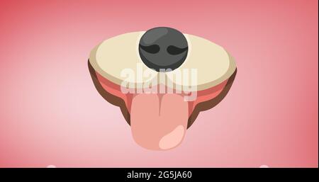 Composizione del muso cane su sfondo rosso Foto Stock