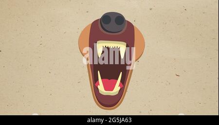 Composizione del muso cane su sfondo beige Foto Stock