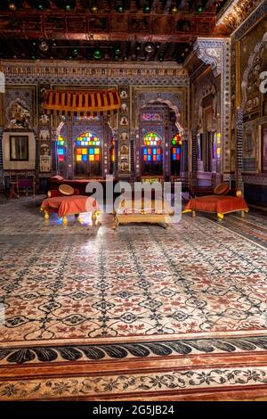 Camera di Takhat Vilas Maharaja stanza di Takhat Singh nel forte di Mehrangarh. Jodhpur, Rajasthan, India Foto Stock