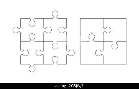 Set di pezzi di puzzle su bianco Illustrazione Vettoriale