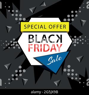 Banner Black friday. Disegni per poster, sfondi, biglietti, striscioni, adesivi, ecc. Illustrazione Vettoriale