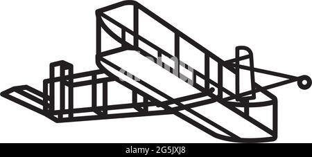 Wright Flyer aereo da 1903 icona di linea vettoriale per Wright Brothers Day il 17 dicembre Illustrazione Vettoriale